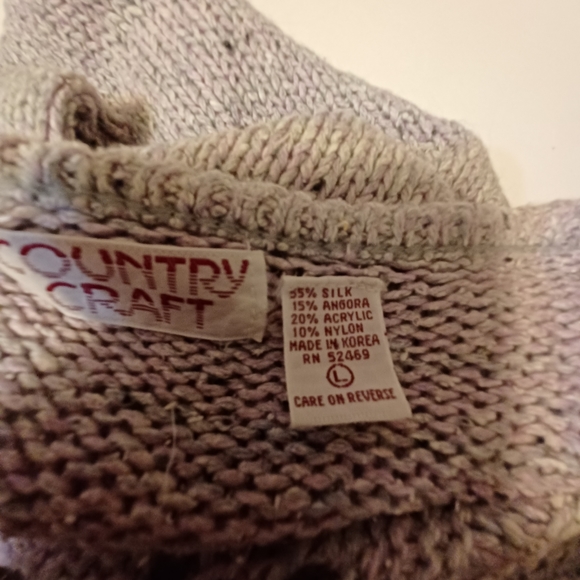 Country craft silk and angora blend mixed knit sweater size large - Picture 6 of 8